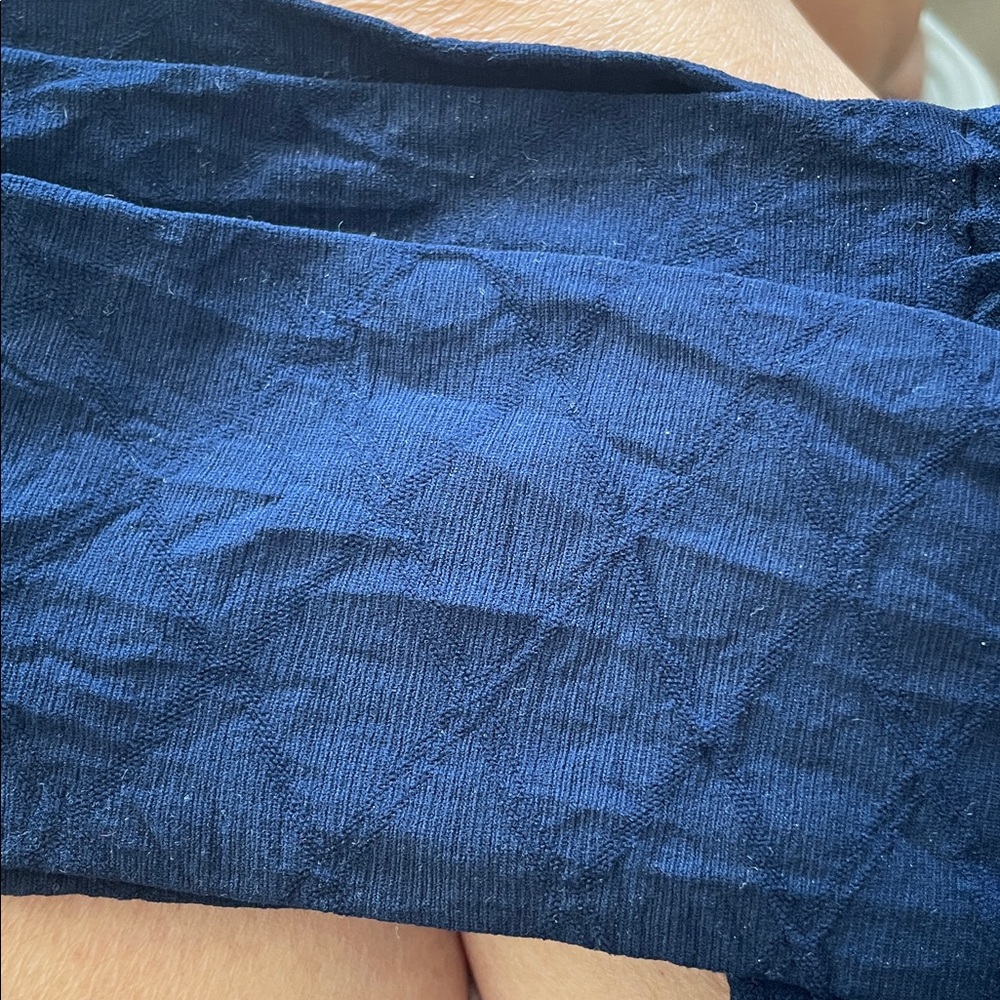 NWOT: Fashion Pattern Textured Navy Blue Winter Tights โข NEW - Picture 4 of 10